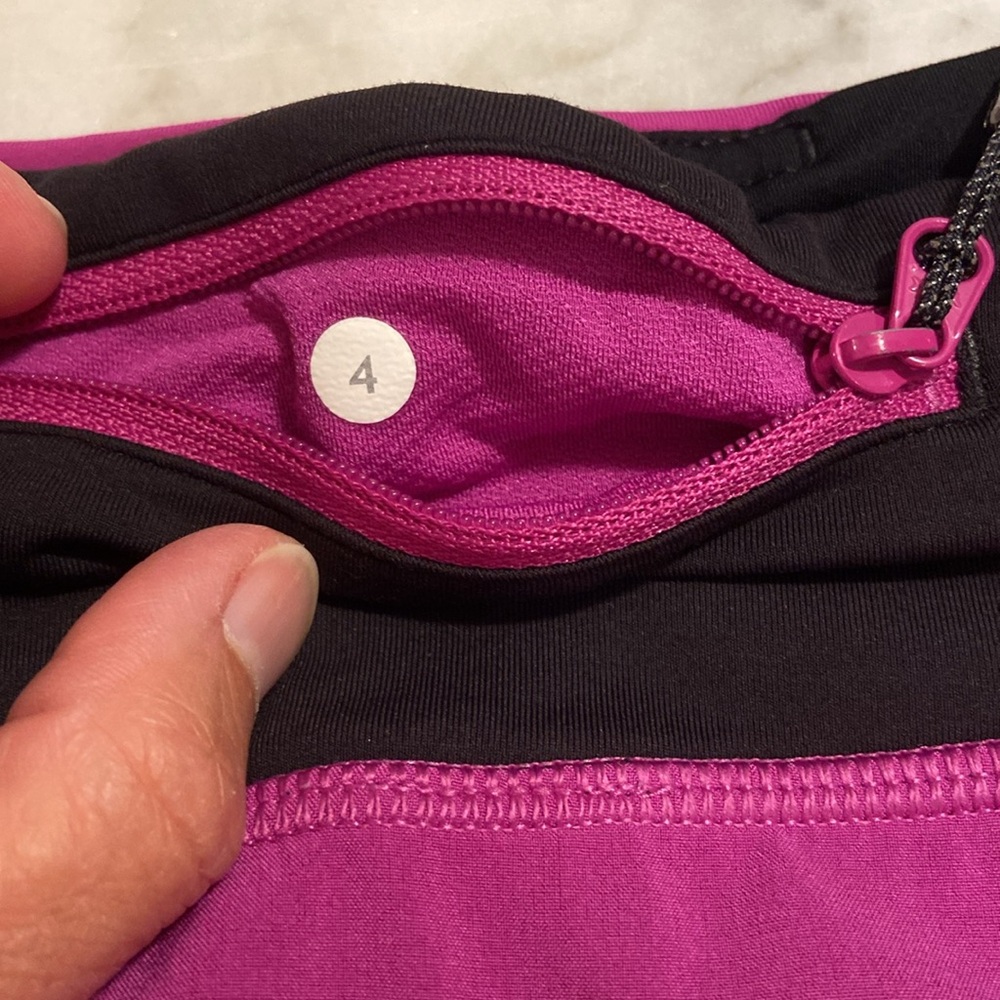 lululemon athletica Women's Magenta Athletic Shorts with Black Waistband - Picture 3 of 5